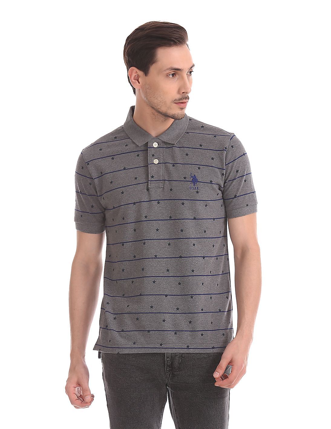 Buy Men Short Sleeve Horizontal Stripe Polo Shirt online at NNNOW.com