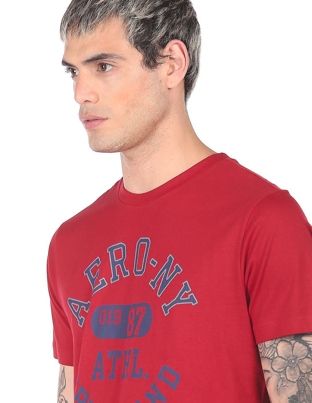 Buy Aeropostale Men Red Crew Neck Brand Print T-Shirt - NNNOW.com
