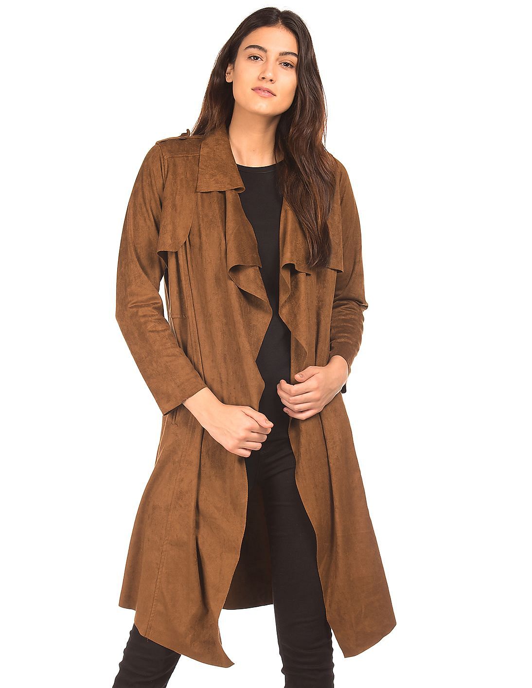 Buy Elle Studio Suedette Waterfall Front Trench Coat - NNNOW.com
