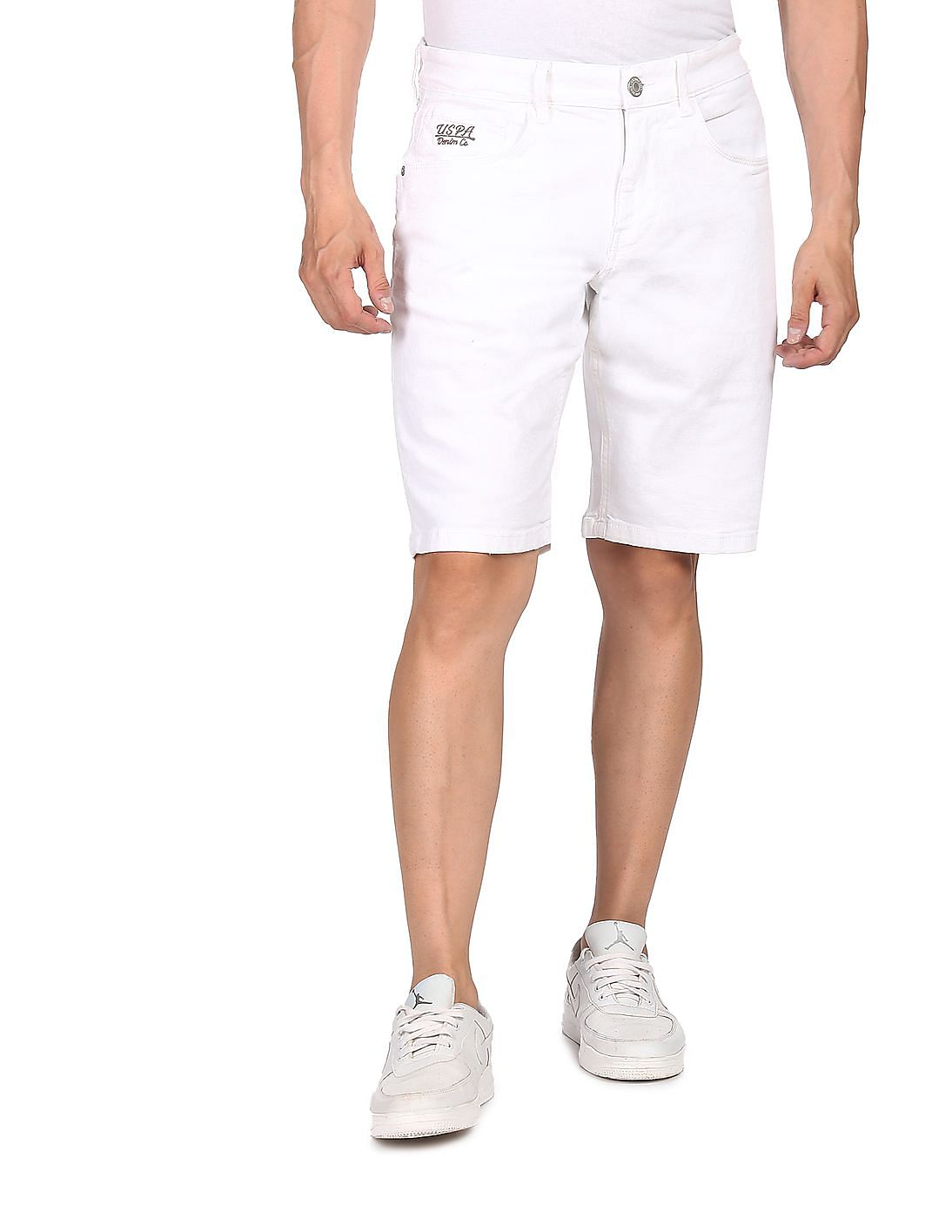 Buy U S Polo Assn Denim Co Men White Comfort Slim Fit Denim Shorts