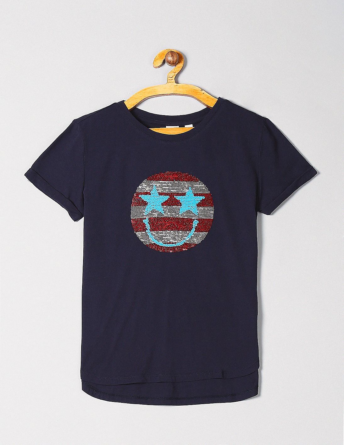 Buy Gap Girls Girls Blue Flippy Sequin Graphic T Shirt Nnnow Com