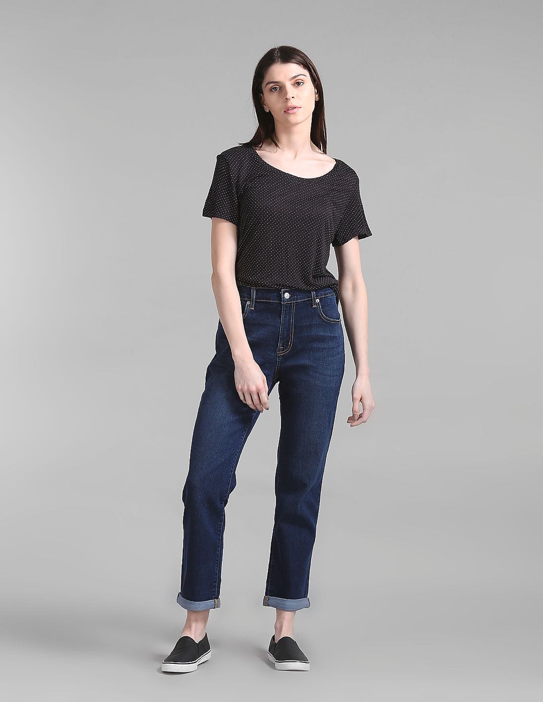 トップス Low classic HOLE POINT PRINT TOP Buy GAP Women Black Polka Dot Print High-Low T-Shirt - NNNOW.com