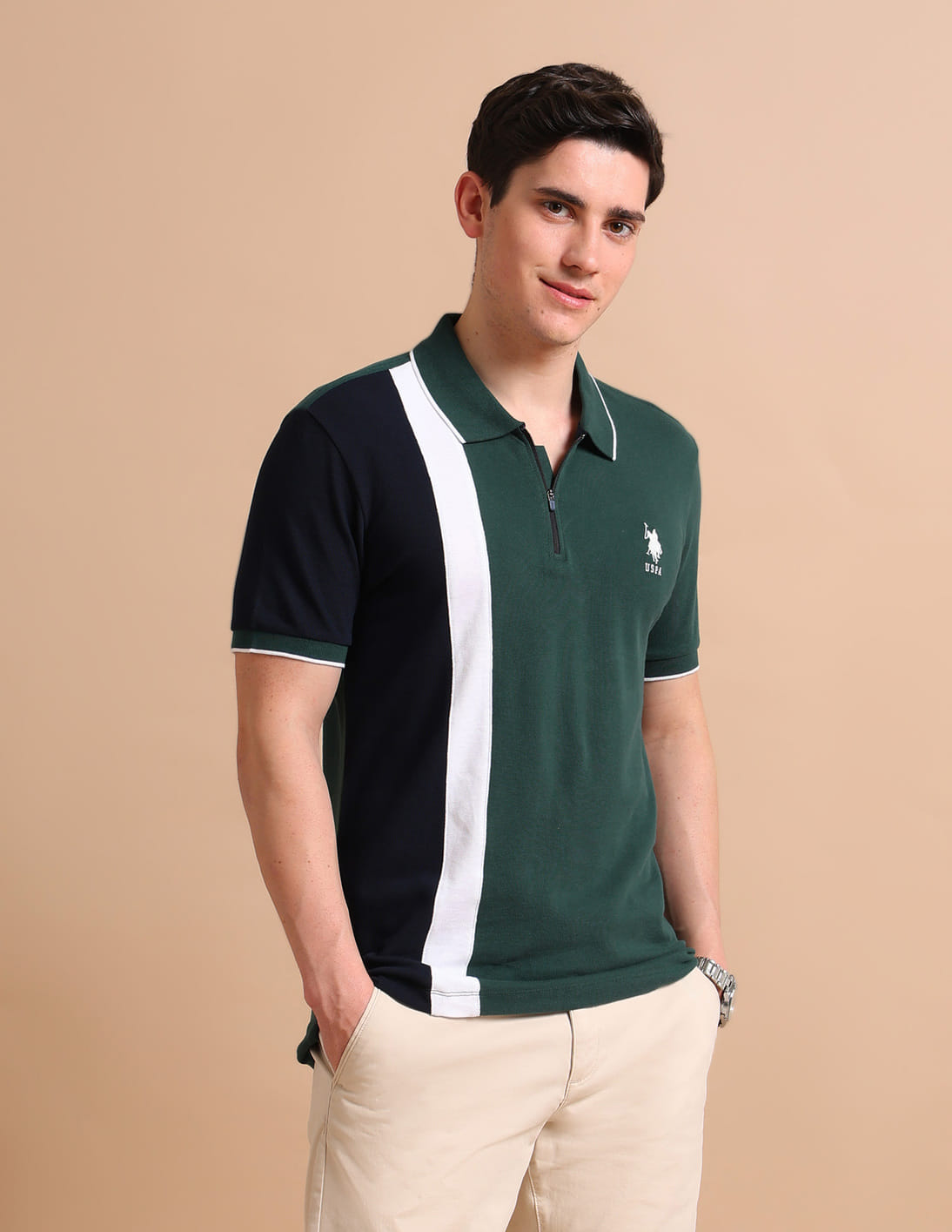 Buy U.S. Polo Assn. Colour Block Zipper Polo Shirt - NNNOW.com Buy U.S. Polo Assn. Colour Block Zipper Polo Shirt - NNNOW.com