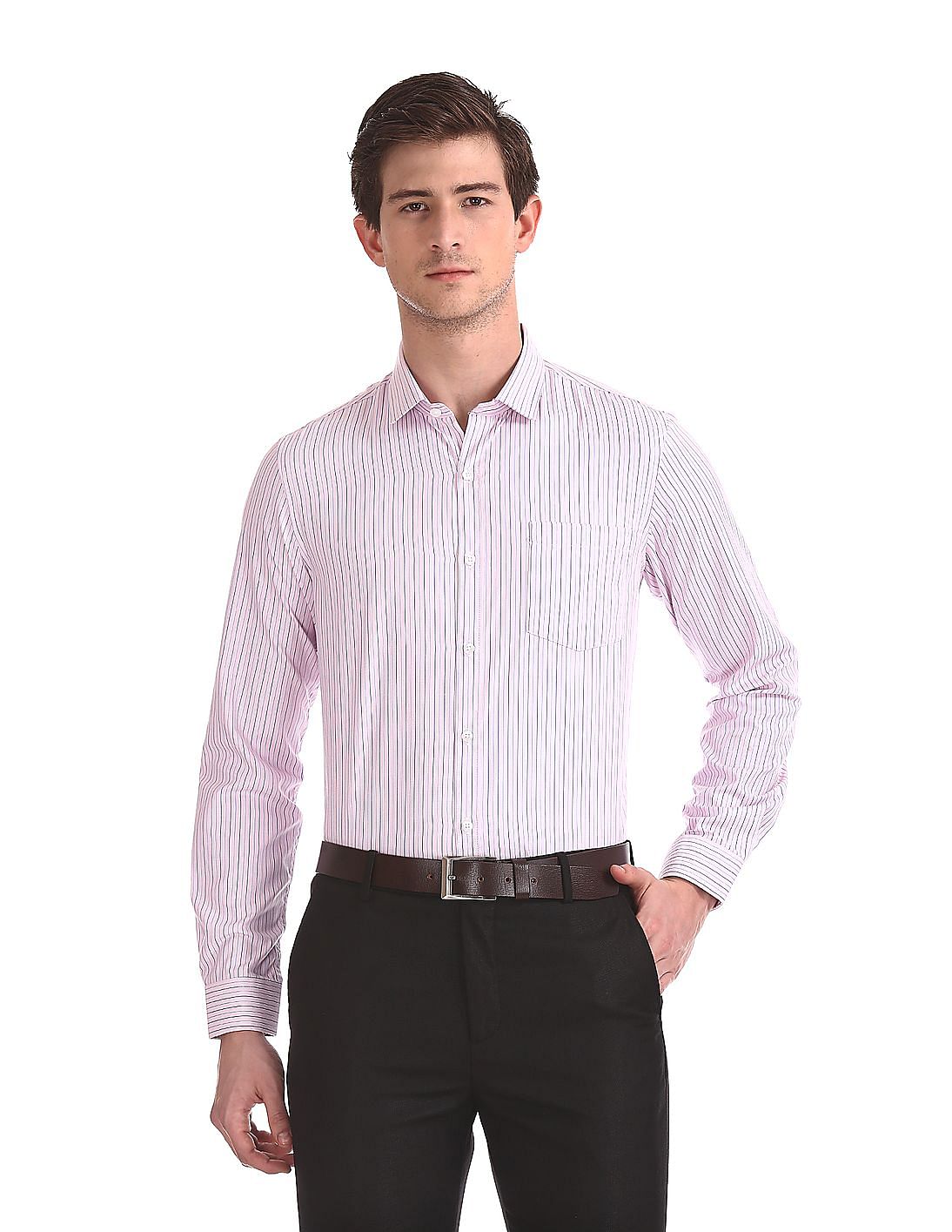 Buy Excalibur Long Sleeve Vertical Stripe Shirt - NNNOW.com