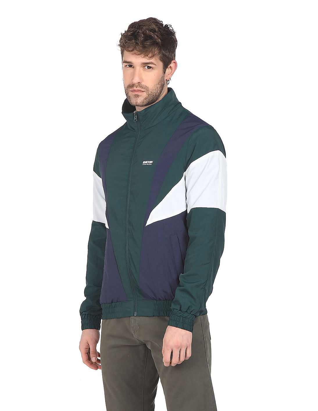 Buy Flying Machine Stand Collar Colour Block Jacket - NNNOW.com