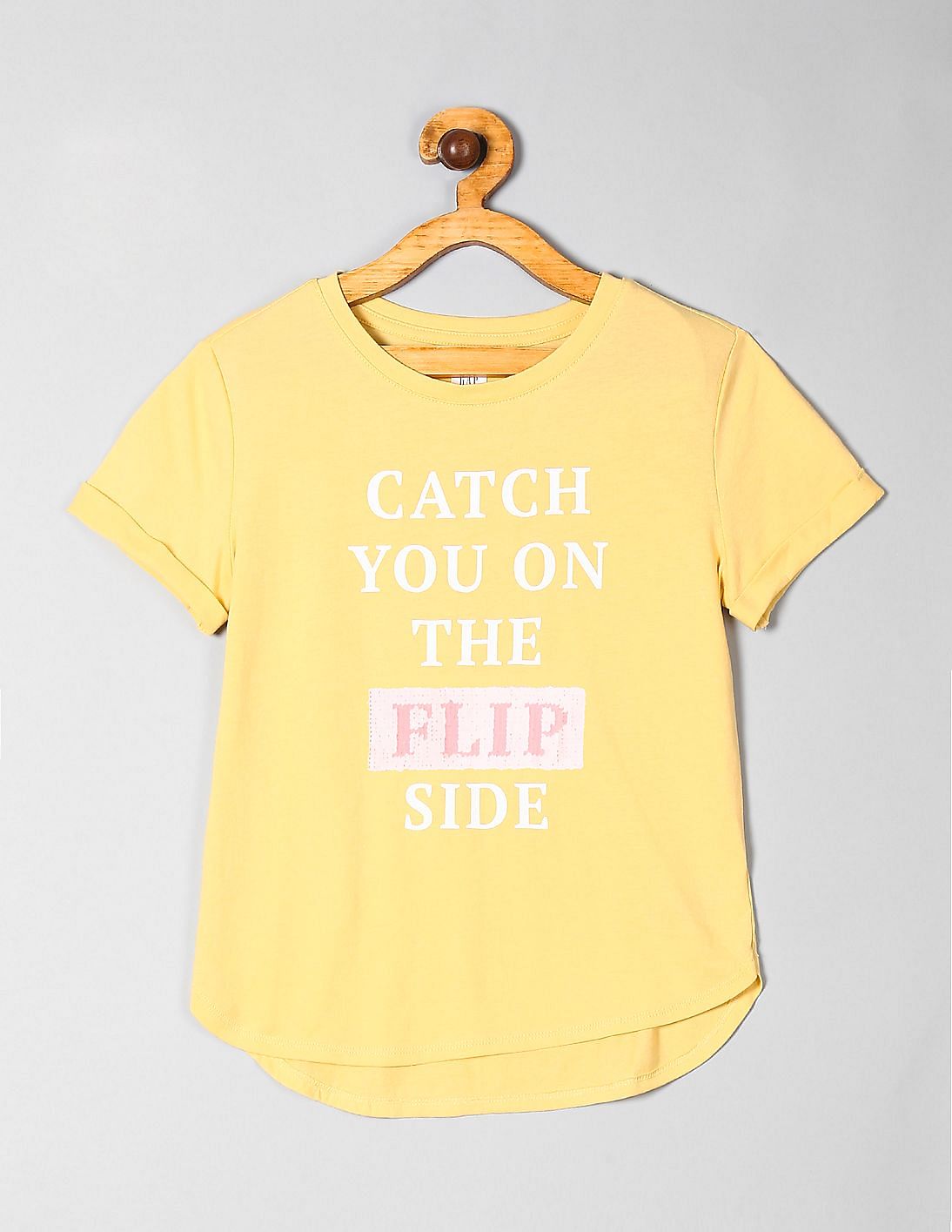 Buy GAP Girls Yellow Flippy Sequin Graphic T-Shirt - NNNOW.com