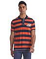 U.S. Polo Assn. Denim Co. Navy And Orange Regular Fit Striped Polo Shirt