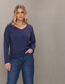 U.S. Polo Assn. Women V-Neck Long Sleeve Solid Top