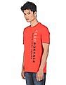Aeropostale Men Orange Crew Neck Cotton Brand Print T-Shirt