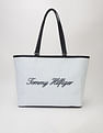 Tommy Hilfiger Striped Blue Polyester Tote Bag