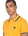 U.S. Polo Assn. Men Mustard Striped Collar Solid Pique Polo Shirt