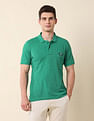 U.S. Polo Assn. Men Teal Short Sleeve Solid Pique Polo Shirt