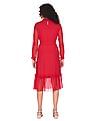 Flying Machine Women Ruffled High Neck Slub Design Dress