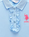 U.S. Polo Assn. Kids Girls Ruffled Placket Polo Shirt