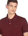 Arrow Sports Striped Collar Solid Cotton Polo Shirt