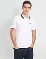 Arrow Sports Striped Collar Solid Pique Polo Shirt