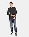 Calvin Klein Men Black Slim Fit Long Sleeve Cotton Stretch Casual Shirt