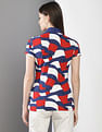 Tommy Hilfiger Women Blue Abstract Print Slim Fit Polo Shirt