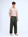 Flying Machine Solid Loose Fit Pleated Cargos