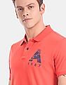 Aeropostale Men Red Brand Print Pique Polo Shirt
