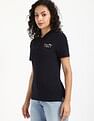 Tommy Hilfiger Womens Blue Solid Polo Shirt