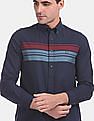 Arrow Sports Chest Stripe Button Down Collar Cotton Casual Shirt