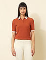 U.S. Polo Assn. Women Regular Fit Textured Polo Shirt
