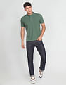 Arrow Sports Mandarin Collar Heathered Polo Shirt