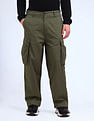 Flying Machine Relaxed Fit Solid Cargo Trousers