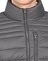 U.S. Polo Assn. Men Grey High Neck Full Zip Solid Puffer Jacket