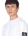 Calvin Klein Jeans Men White Crew Neck Monogram Sleeve Badge Sweatshirt