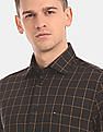 Tommy Hilfiger Men Black Allover Satin Windowpane Check Formal Shirt