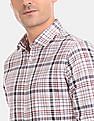 Calvin Klein Men White Slim Fit Check Casual Shirt