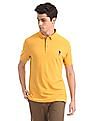 U.S. Polo Assn. Yellow Button Down Collar Pique Polo Shirt