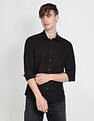 Flying Machine Spread Collar Solid Shirt