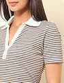 U.S. Polo Assn. Women Boxy Fit Chevron Printed Polo Shirt