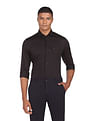 Tommy Hilfiger Men Black Jaquard Patterned Weave Formal Shirt