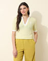 U.S. Polo Assn. Women Contrast Collar Textured Polo Shirt
