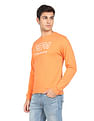 Flying Machine Long Sleeve Brand Print Cotton T-Shirt
