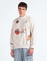 Flying Machine Graphic Print Oversized Sweatshirt