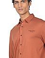 Calvin Klein Jeans Men Brick Red Slim Fit Pure Cotton Solid Casual Shirt