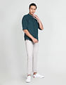 U.S. Polo Assn. Denim Co. Mandarin Collar Overdyed Solid Shirt