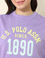 U.S. Polo Assn. Women Boxy Fit Brand Printed T-Shirt