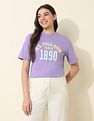 U.S. Polo Assn. Women Boxy Fit Brand Printed T-Shirt