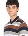 AD by Arvind Cotton Horizontal Stripe Polo Shirt