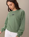 U.S. Polo Assn. Women Tipped Crew Neck Solid Sweatshirt