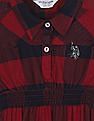U.S. Polo Assn. Kids Spread Collar Flared Buffalo Check Dress