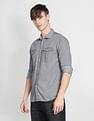 Flying Machine Spread Collar Denim Shirt