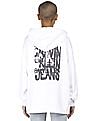 Calvin Klein Women White Long Sleeve Brand Print Hooded Sweatshirt