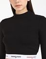 Tommy Hilfiger Regular-Fit Viscose Mock Neck Crop Top